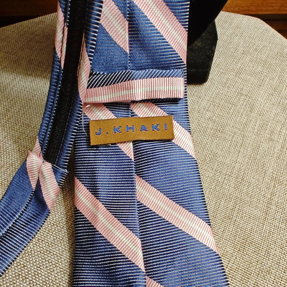 J. Khaki Navy and Pink Kids Tie
